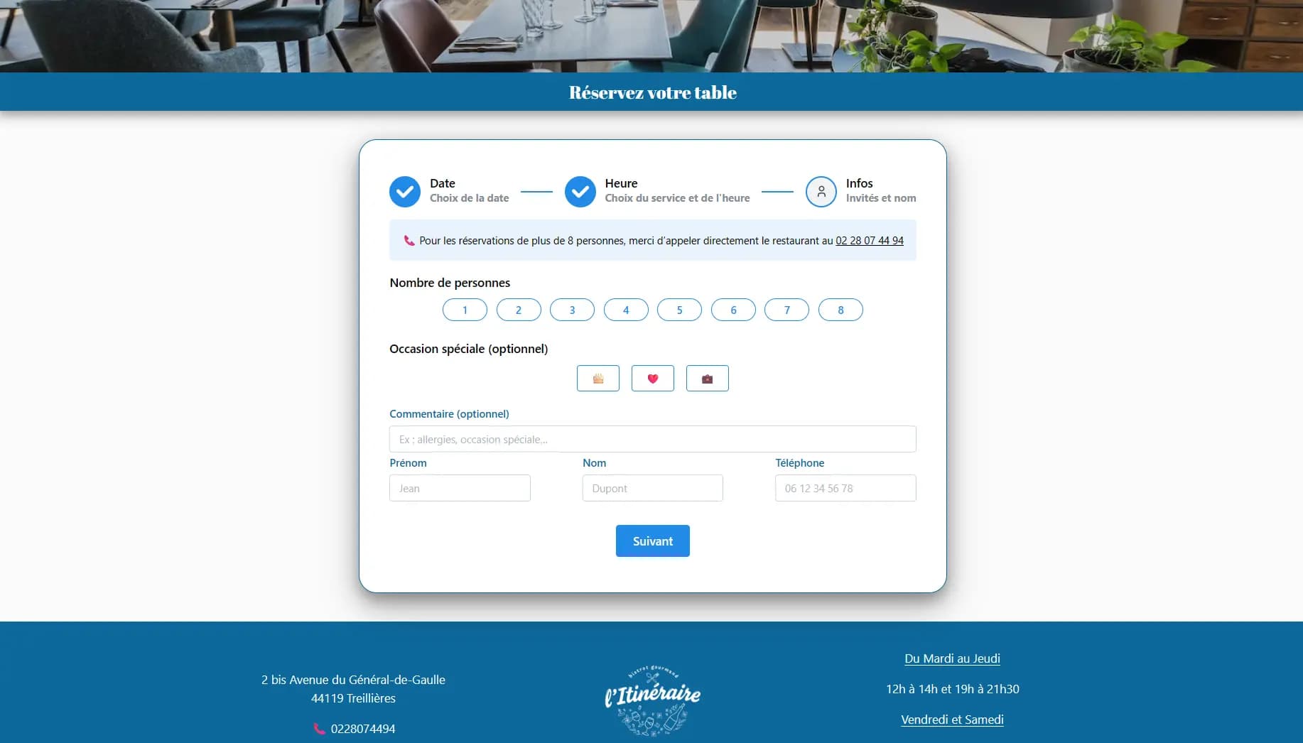 L’Itinéraire - Réservation
