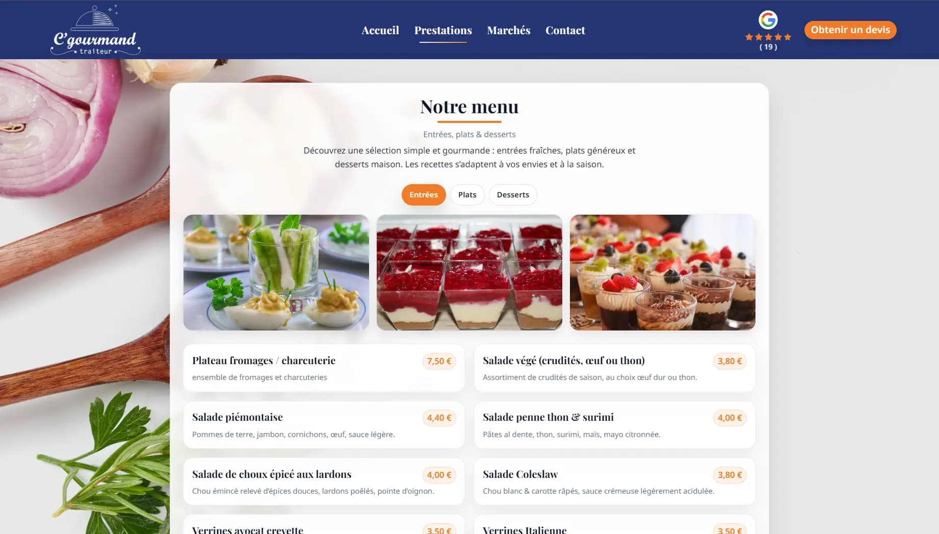 Traiteur C’Gourmand - Prestations